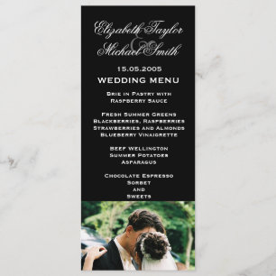 Luxury Black Wedding Photo Kiss Wedding Menu