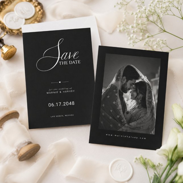 Luxury Black Wedding Photo Save The Date (Creator Uploaded)