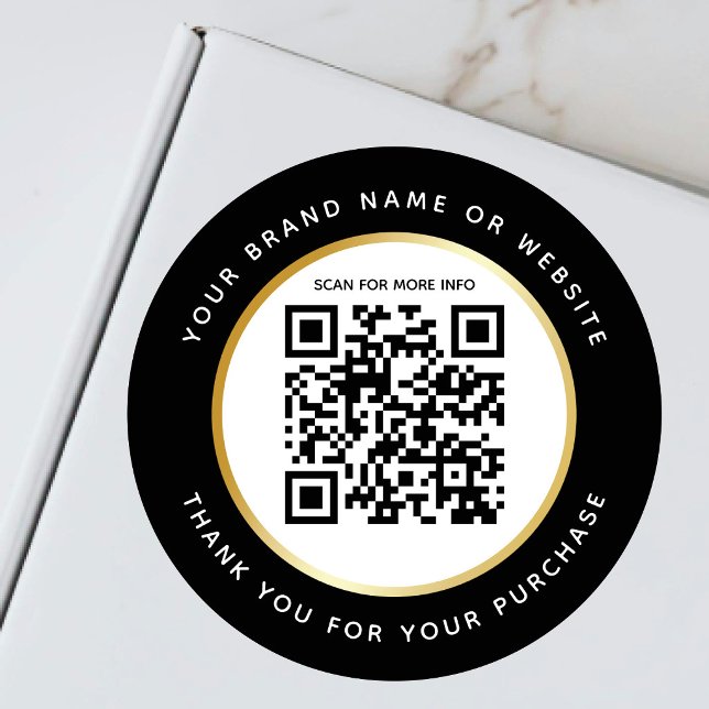 Luxury Black White Gold Stroke Scannable QR code  Classic Round Sticker (Creator Uploaded)