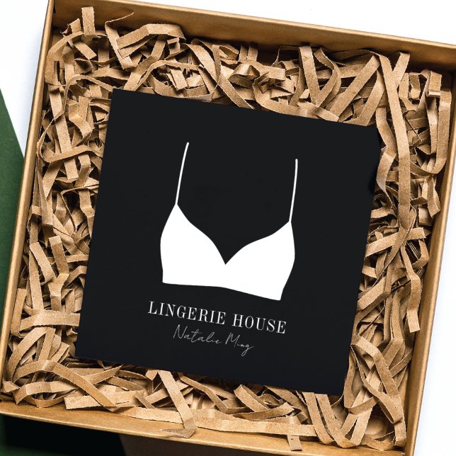 Luxury Black White Lingerie Boutique Logo  Square Business Card (Creator Uploaded)