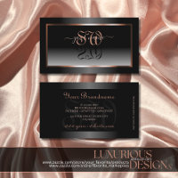 Luxury Black White Ombre Rose Gold Frame Initials