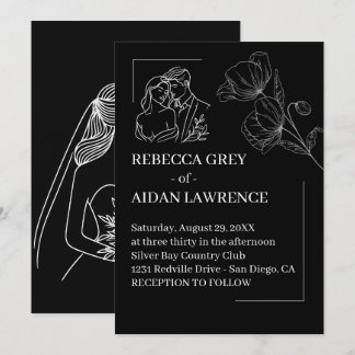 Luxury Black White Overlay Bridal Invitation