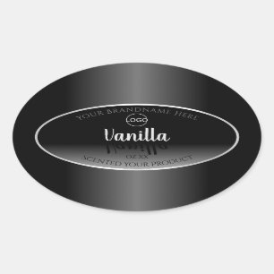Luxury Black White Product Label Silver Frame Logo