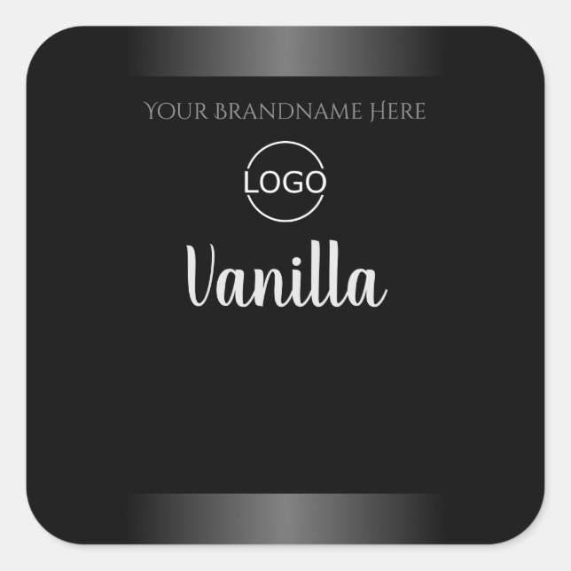 Luxury Black White Product Label Silver Frame Logo (Front)