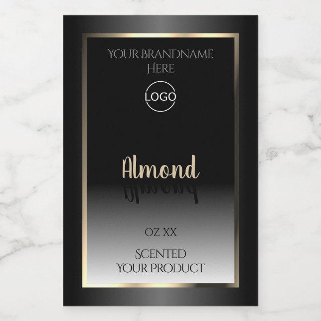 Luxury Black White Product Labels Gold Frame Logo (Single Label)
