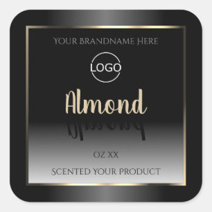Luxury Black White Product Labels Gold Frame Logo