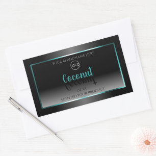 Luxury Black White Product Labels Teal Frame Logo