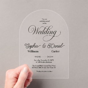 Luxury Black & White Wedding Chic Artistic Couple  Acrylic Invitations