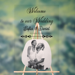 Luxury Black & White Wedding Chic Artistic Couple Acrylic Sign