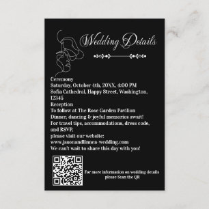 Luxury Black & White Wedding Chic Artistic Couple Enclosure Card