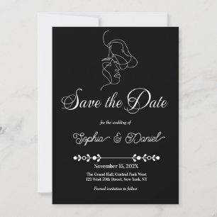 Luxury Black & White Wedding Chic Artistic Couple Save The Date