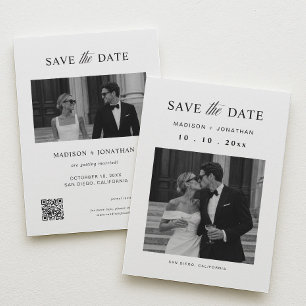 Luxury Black & White Wedding Save The Date Photo Invitation
