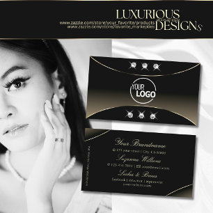 Luxury Black Whitegold Decor Diamonds and Logo Business Card