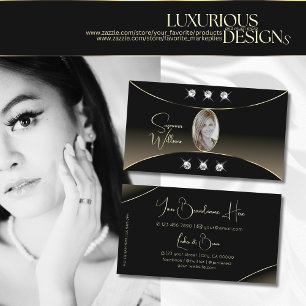 Luxury Black Whitegold Decor Diamonds and Photo Business Card