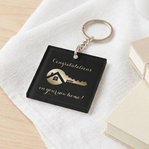 Luxury Black With Gold Key Real Estate Marketing  Ring