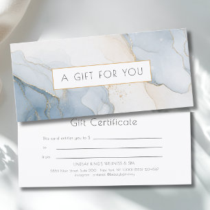 Luxury Blue Beige Gold Marble Gift Certificate