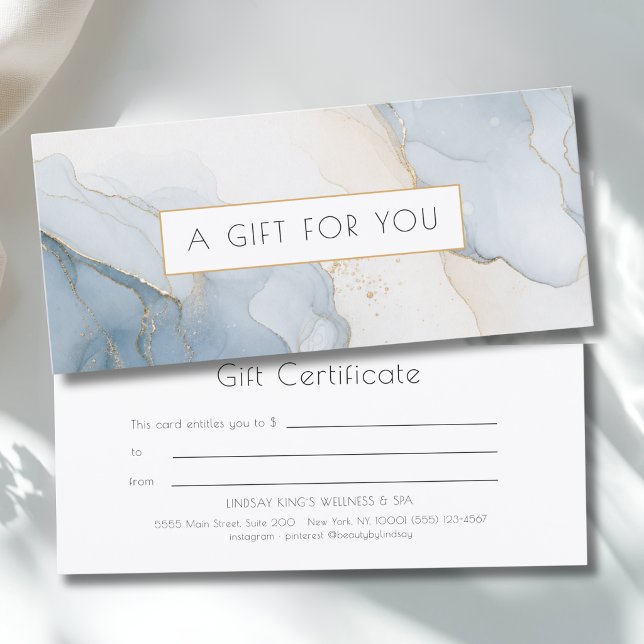 Luxury Blue Beige Gold Marble Gift Certificate (Luxury Blue Beige Gold Marble Gift Certificate)