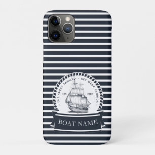 Luxury Blue Boat Family Name Case-Mate iPhone Case