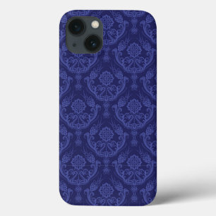 Luxury blue floral damask wallpaper iPhone 13 case