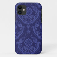 Luxury blue floral damask wallpaper