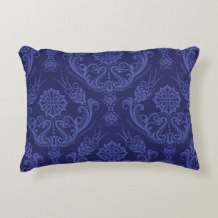 Luxury blue floral damask wallpaper decorative cushion