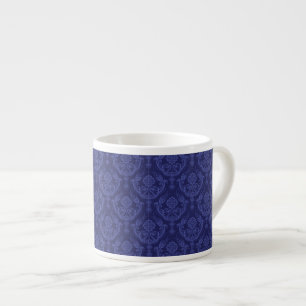 Luxury blue floral damask wallpaper espresso cup