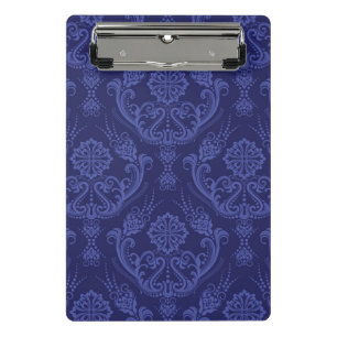 Luxury blue floral damask wallpaper mini clipboard