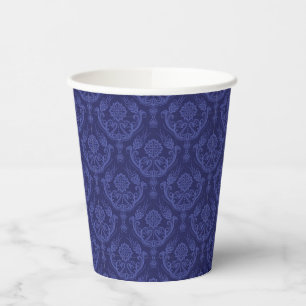 Luxury blue floral damask wallpaper paper cups