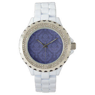 Luxury blue floral damask wallpaper watch
