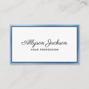 Luxury Blue Foil Script Business Card
