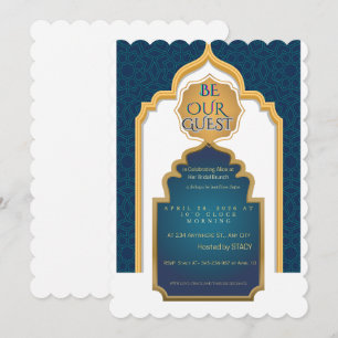 Luxury Blue & Gold Arch Bridal Shower Invitation
