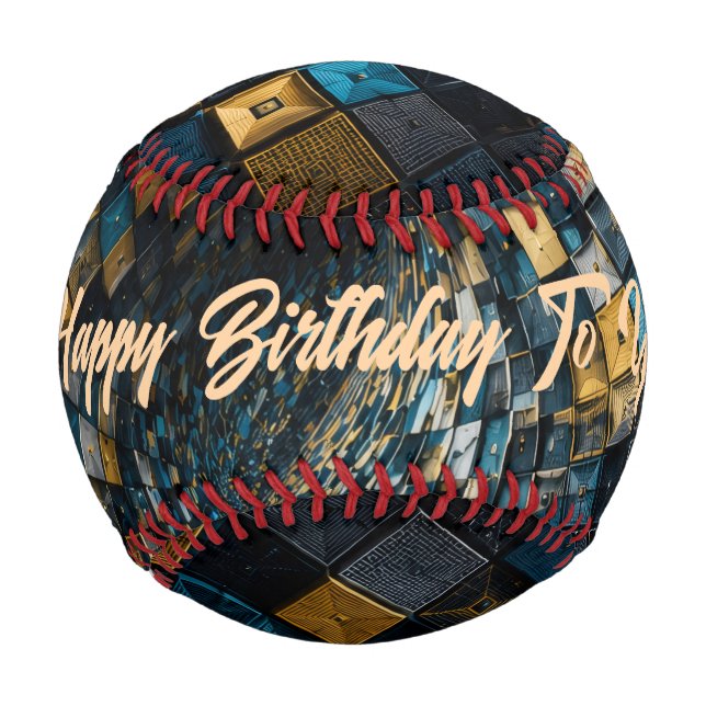 Luxury Blue Gold Geometric Vortex  Baseball (Front)