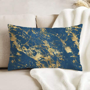 Luxury Blue Gold Marble Decorative Cushion