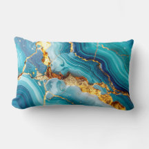 Luxury Blue & Gold Marble Kintsugi Prayer Pillow