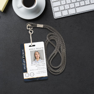 Luxury Blue Gold Modern Professional Notary ID ID Badge