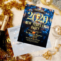 Luxury Blue Gold New Years Eve Party Invitation