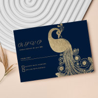 Luxury blue gold royal peacock elegant RSVP