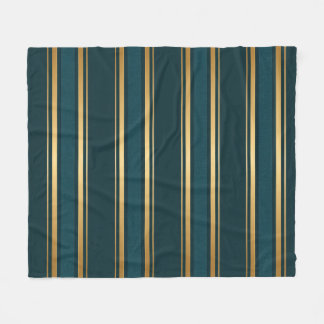 Luxury Blue Green Gold Stripe Gift Wrap Pattern Fleece Blanket