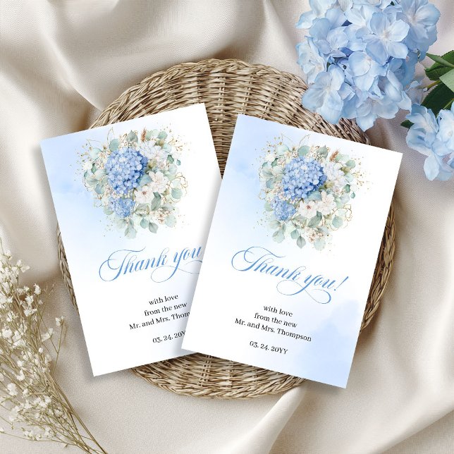 Luxury Blue Hydrangea Eucalyptus thank you card (Luxury Blue Hydrangea Eucalyptus thank you card)