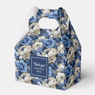 Luxury Blue Ivory Flowers Personalised Favour Box