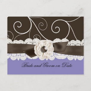 Luxury Blue Lace Ribbon Floral Save date card