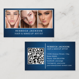 luxury blue leather Salon Hair Stylist Makeup  Business Card
