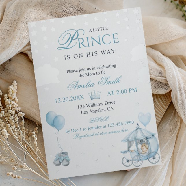 Luxury Blue Little Prince Real Foil Baby Shower  (Creator Uploaded)