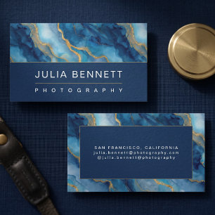Luxury Blue Marble Design with Elegant Gold Business Card