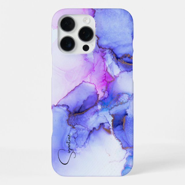 Luxury blue purple alcohol ink marble phone case (Back)