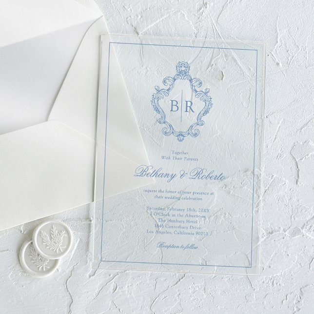 Luxury Blue Rococo Acrylic Wedding Invitations (Creator Uploaded)