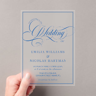 Luxury Blue Wedding Acrylic Invitations