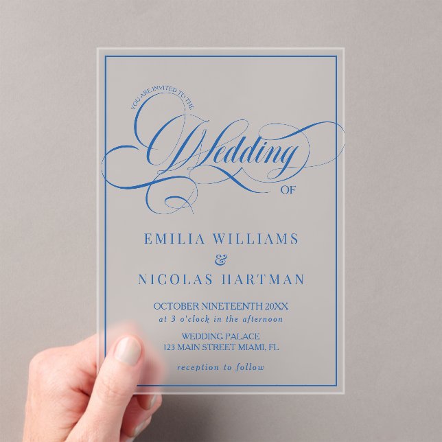 Luxury Blue Wedding Acrylic Invitations (Insitu (Handheld))