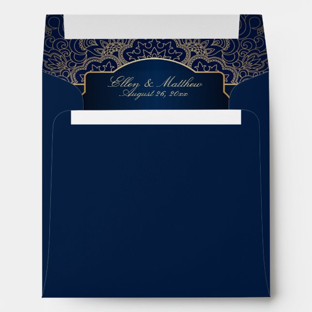 Luxury Blue - Wedding Invitation Envelope - Square (Back (Bottom))