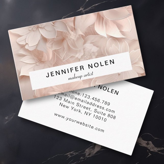 Luxury, Blush-Beige, Flower, Salon Business Card (Luxury, Blush-Beige, Flower, Salon Business Card)